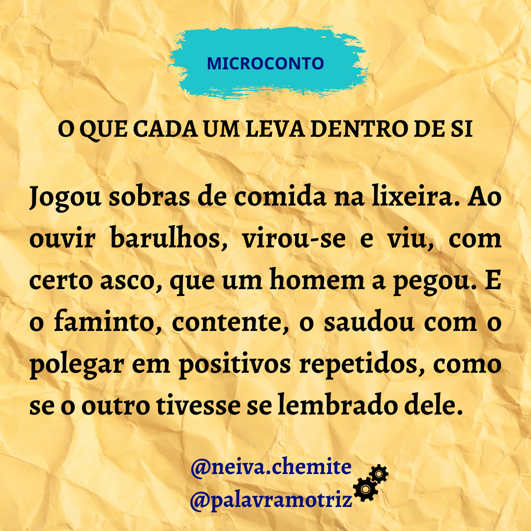 Read more about the article O QUE CADA UM LEVA DENTRO DE SI.